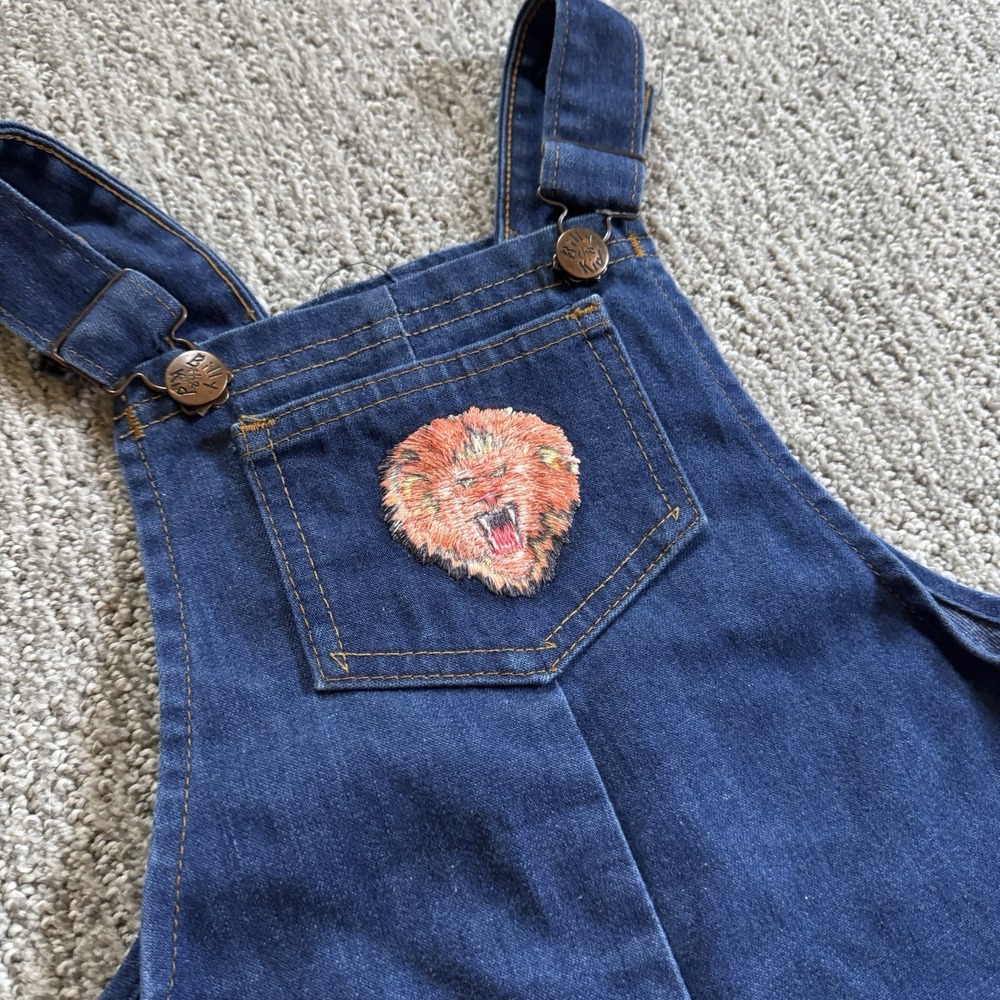 VTG Billy The Kid Jean Overalls Toddler 4T Snaps‎ Lion